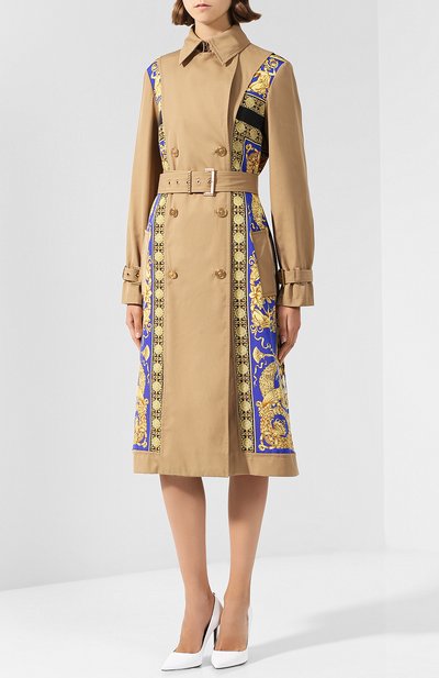 Двубортное пальто из смеси хлопка и шелка с поясом VERSACE, арт. A80526/A226862, фото 3