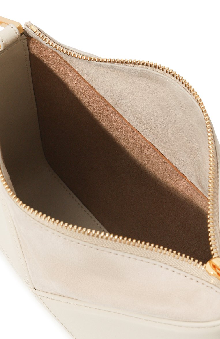 Женская сумка flex mini MLOUYE кремвого цвета, арт. 10-057 | Фото 5 (Сумки-технические: Сумки top-handle; Материал: Натуральная кожа; Материал сплава: Проставлено; Размер: mini; Драгоценные камни: Проставлено)