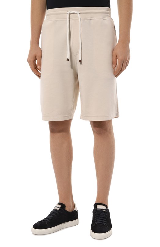 Хлопковые шорты Brunello Cucinelli M0T353242G Кремовый  M0T353242G Фото 3