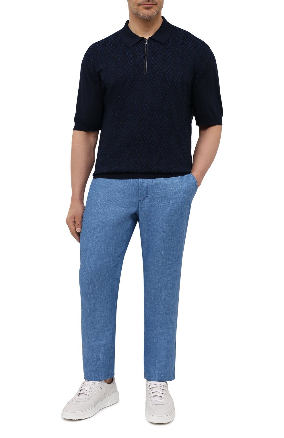 Льняные брюки ZILLI SPORT синего цвета по цене 117000 руб., арт. M0V-D0170-LIN01/S001, фото 2 Льняные брюки ZILLI SPORT, арт. M0V-D0170-LIN01/S001, фото 2