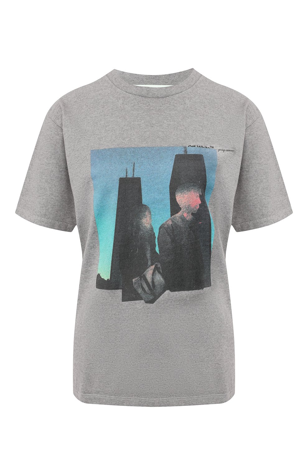 Хлопковая футболка OFF-WHITE серого цвета по цене 22300 руб., арт. 0WAA049S19D960810788, фото 1 Хлопковая футболка OFF-WHITE, арт. 0WAA049S19D960810788, фото 1