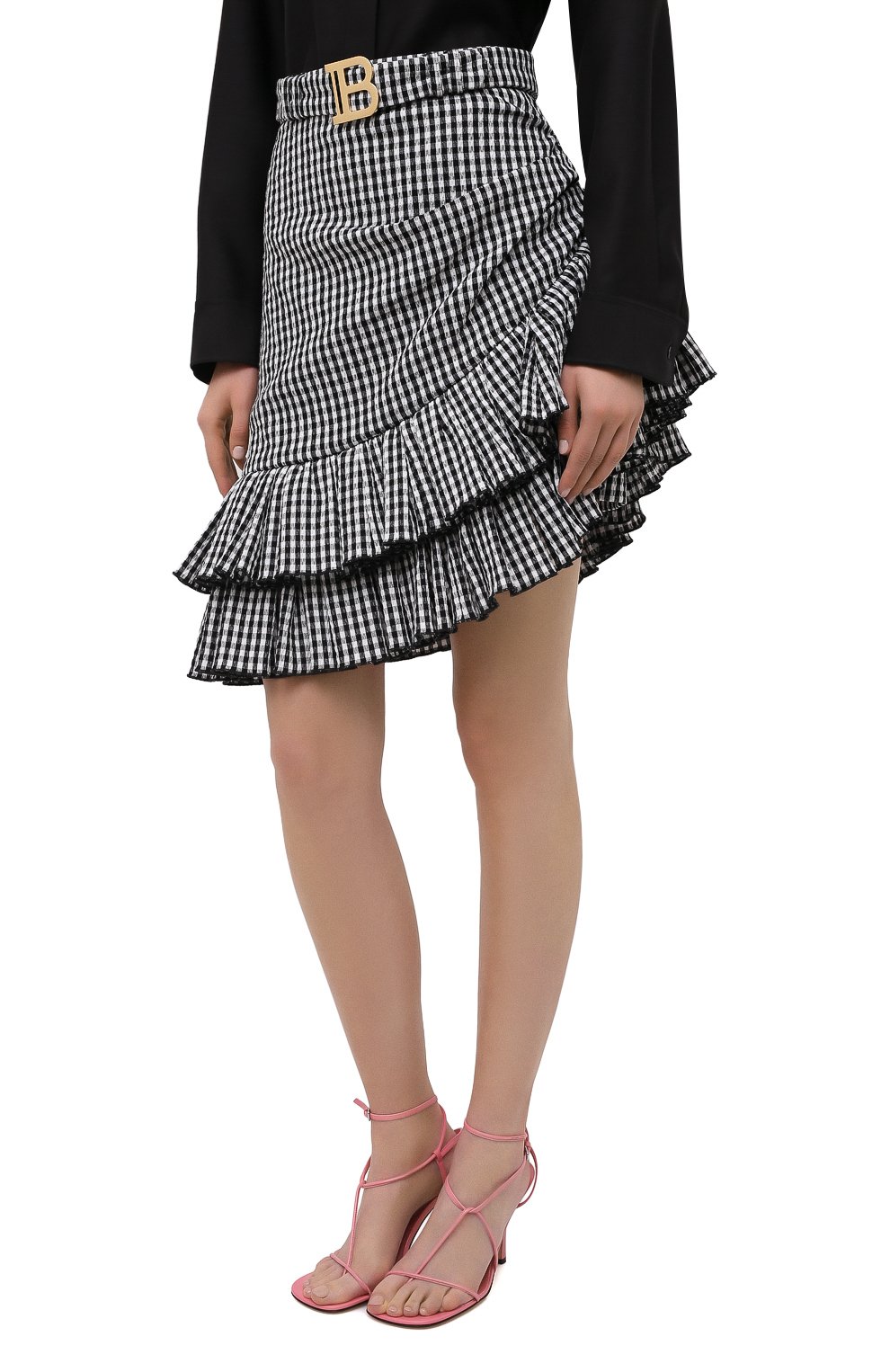 Хлопковая юбка BALMAIN черно-белого цвета по цене 142500 руб., арт. VF14315/C276, фото 3 Хлопковая юбка BALMAIN, арт. VF14315/C276, фото 3