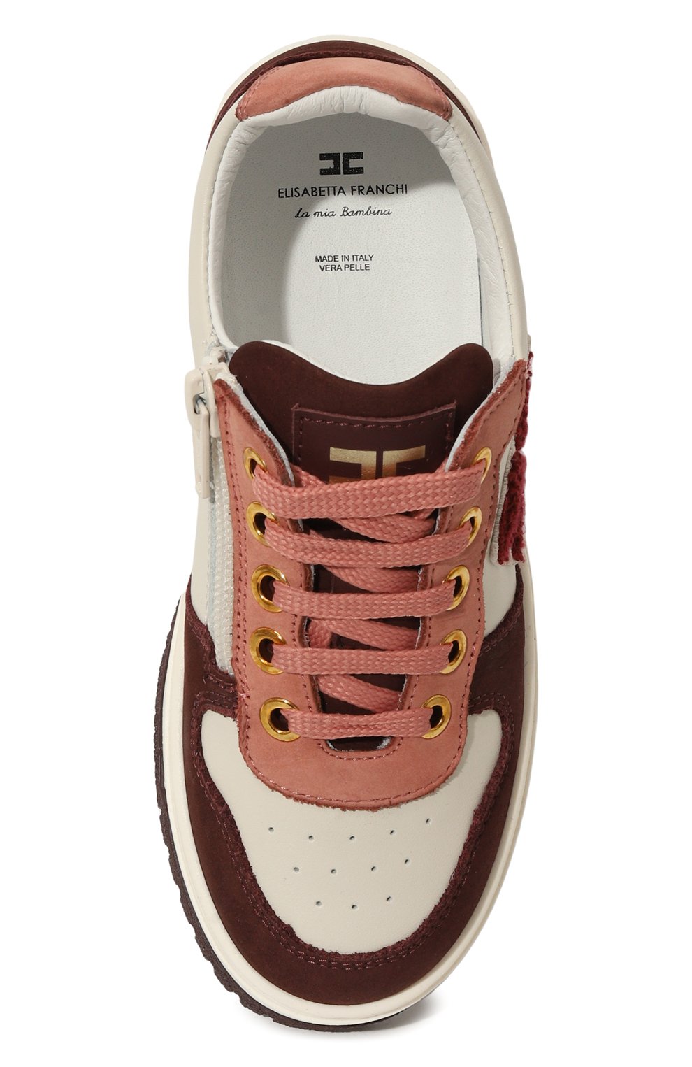 Кожаные кеды ELISABETTA FRANCHI LA MIA BAMBINA, арт. F4A9-E0117-1321B124/30-34, фото 4