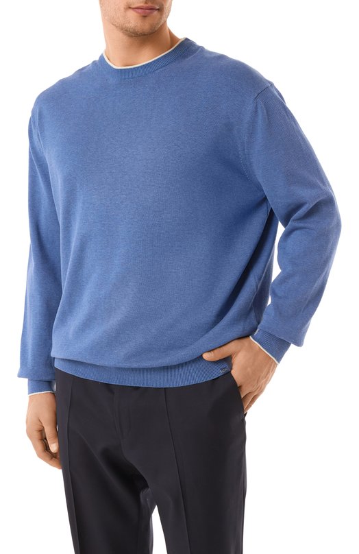 Джемпер из шелка и хлопка Paul&Shark 25411509/3XL Синий  25411509/3XL Фото 3