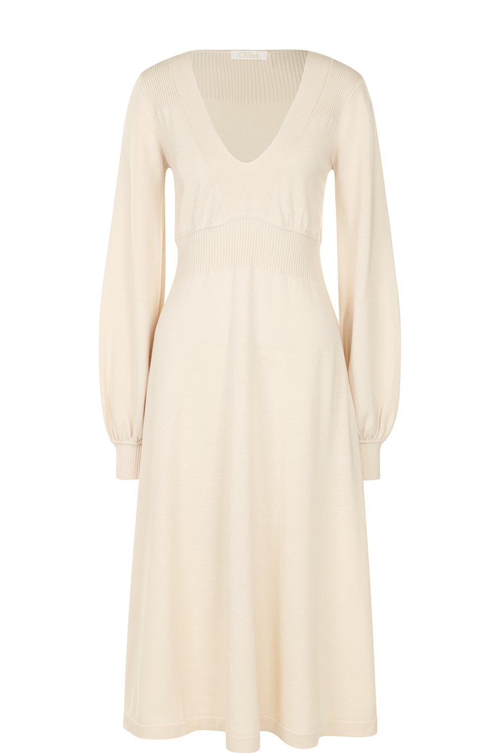 Вязаное платье-миди с v-образным вырезом CHLOÉ, арт. 17AMR05-17A650, фото 1
