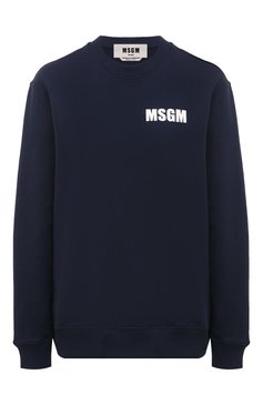 Женский хлопковый свитшот MSGM синего цвета, арт. 3641MDM95/247000 | Фото 1 (Рукава: Длинные; Материал сплава: Проставлено; Длина (для топов): Стандартные; Материал внешний: Хлопок; Драгоценные камни: Проставлено; Женское Кросс-КТ: Свитшот-одежда; Стили: Спорт-шик)