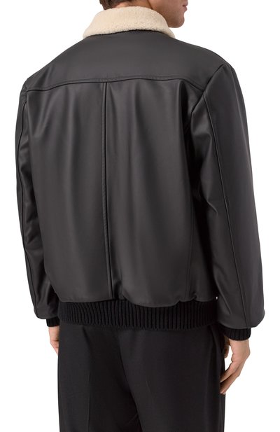Кожаный бомбер с воротником из овчины KITON, арт. UW2240V0416H20, фото 4