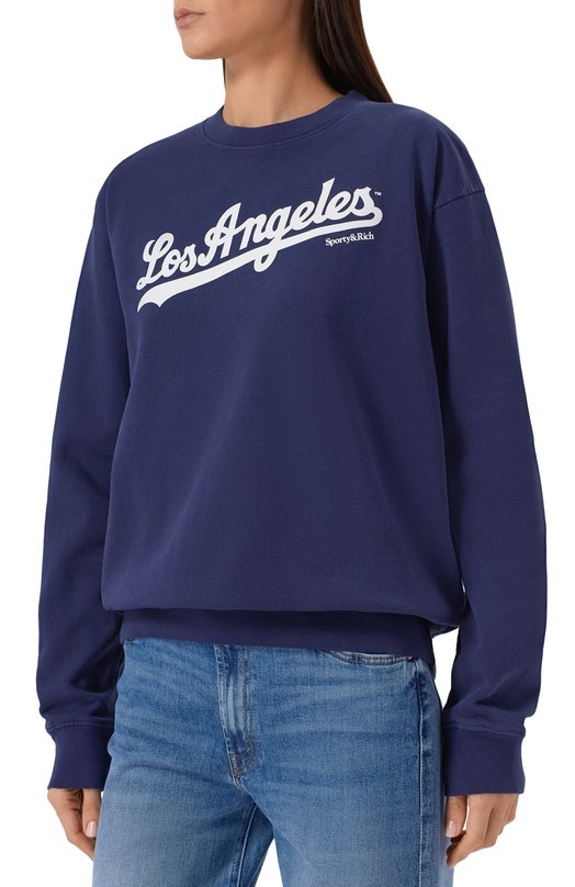 Хлопковый свитшот Sporty & Rich x LA Dodgers Sporty and Rich ST071627667BL106 Синий  ST071627667BL106 Фото 3