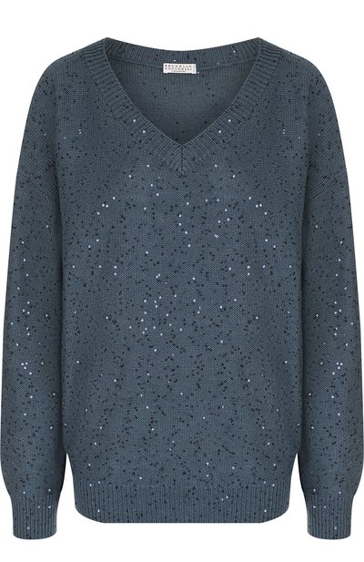 Пуловер из смеси кашемира и шелка с v-образным вырезом BRUNELLO CUCINELLI, арт. M73541012, фото 1