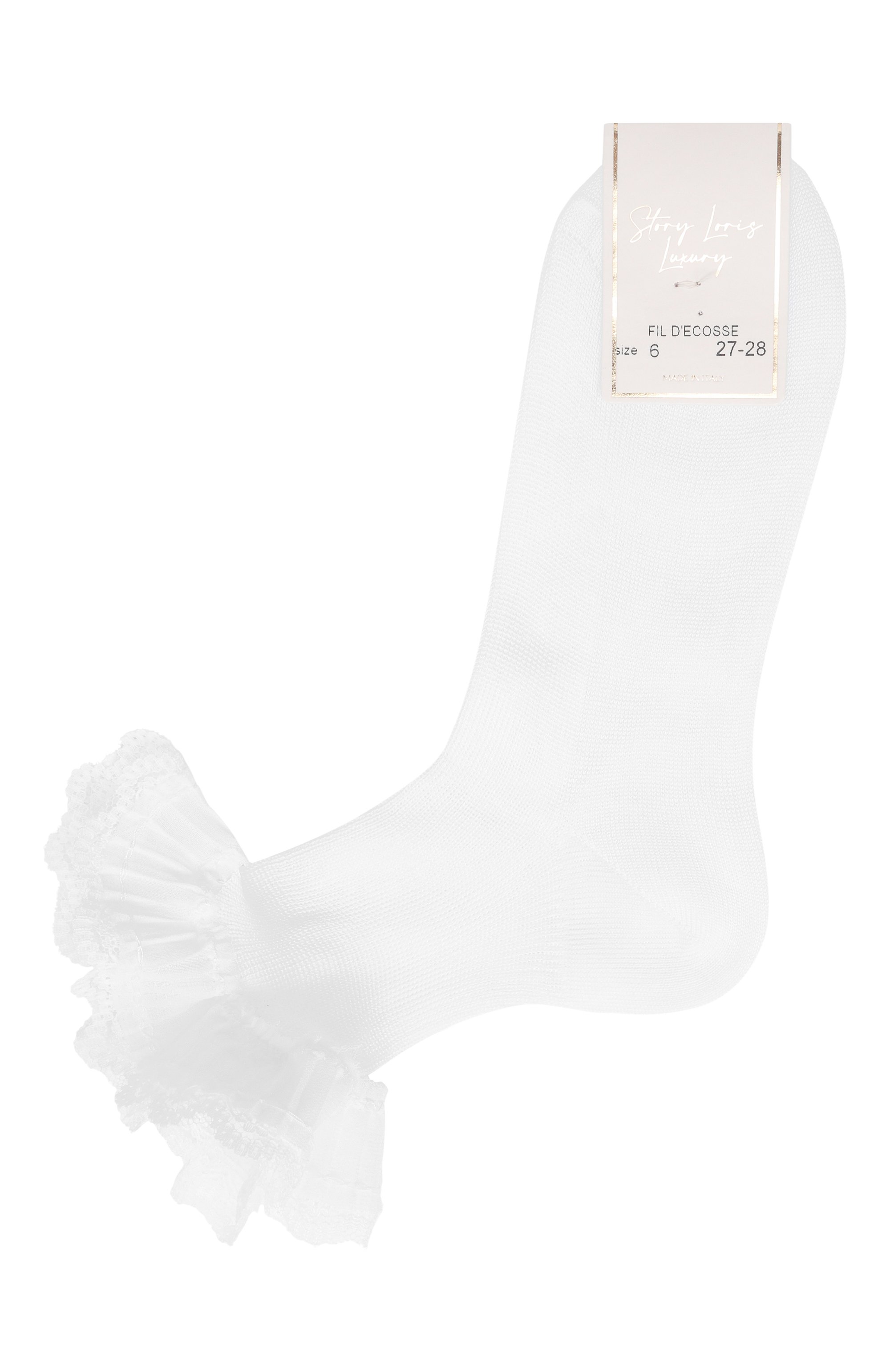Хлопковые носки STORY LORIS белого цвета по цене 4725 руб., арт. 30831_001, фото 1 Хлопковые носки STORY LORIS, арт. 30831_001, фото 1