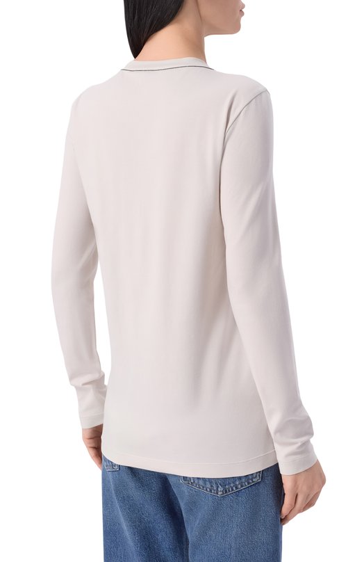 Хлопковый лонгслив Brunello Cucinelli MPT18B0107 Серый  MPT18B0107 Фото 4