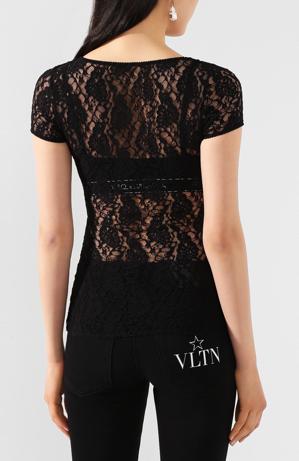 Топ DOLCE & GABBANA черного цвета по цене 66850 руб., арт. F74F9T/FLMPS, фото 4 Топ DOLCE & GABBANA, арт. F74F9T/FLMPS, фото 4