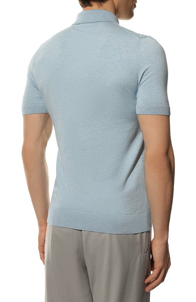 Поло из шелка и хлопка IL BORGO CASHMERE голубого цвета по цене 51350 руб., арт. 57-1090-M0DG0, фото 4 Поло из шелка и хлопка IL BORGO CASHMERE, арт. 57-1090-M0DG0, фото 4