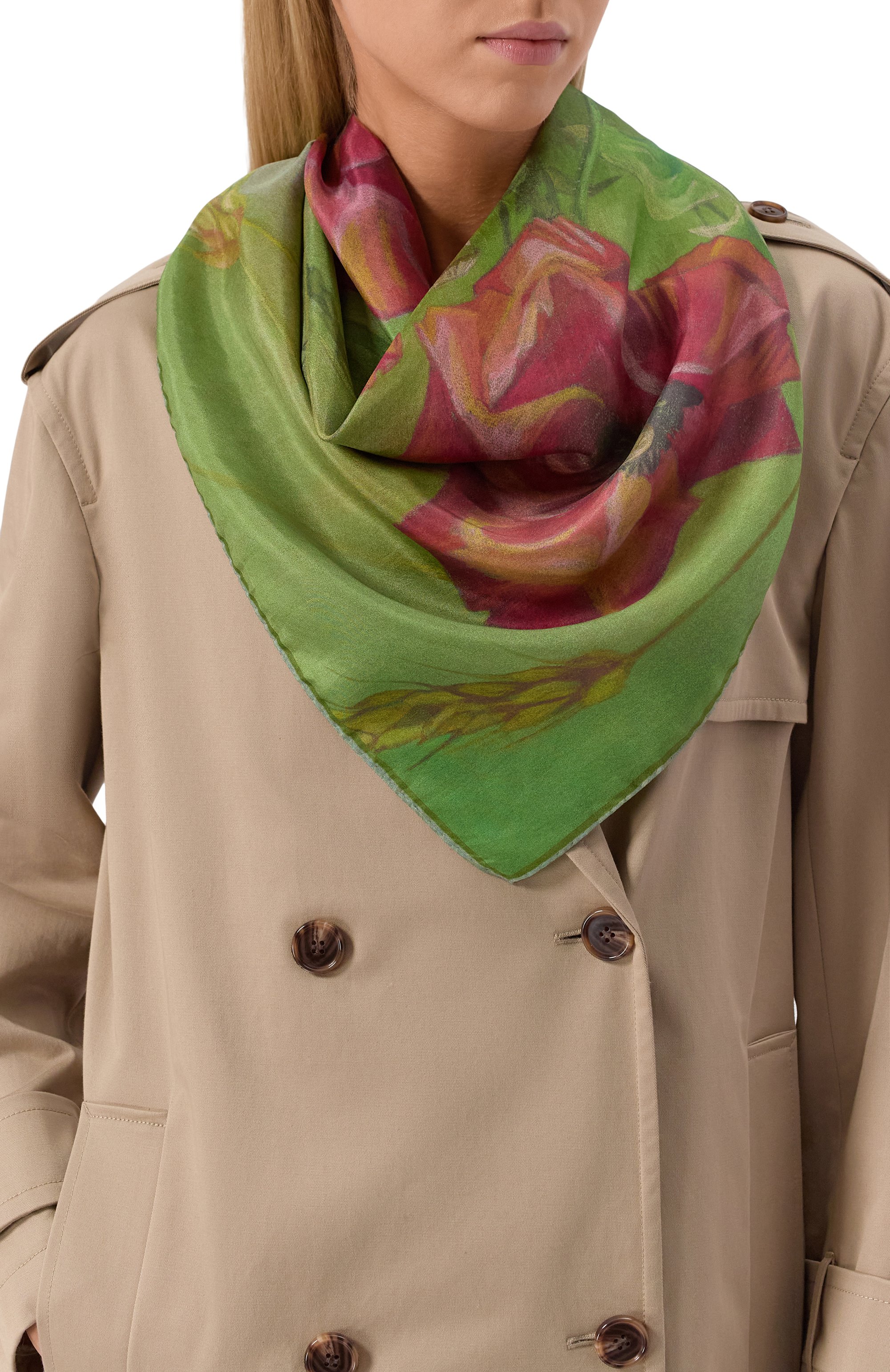 Шелковый платок маки GOURJI, арт. 91140637/9151172, фото 2