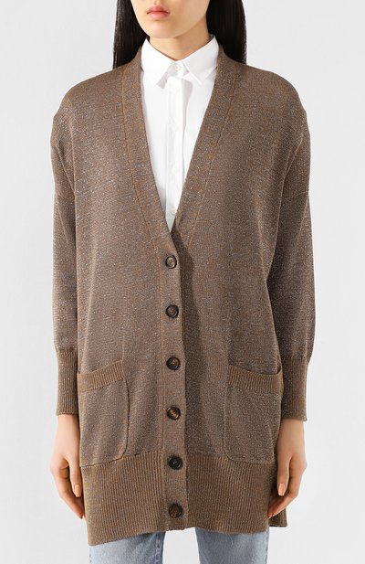 Хлопковый кардиган BRUNELLO CUCINELLI золотого цвета по цене 176000 руб., арт. M74767606, фото 3 Хлопковый кардиган BRUNELLO CUCINELLI, арт. M74767606, фото 3
