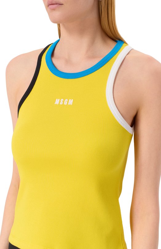 Хлопковая майка MSGM 3841MDT76/257120 Жёлтый  3841MDT76/257120 Фото 5