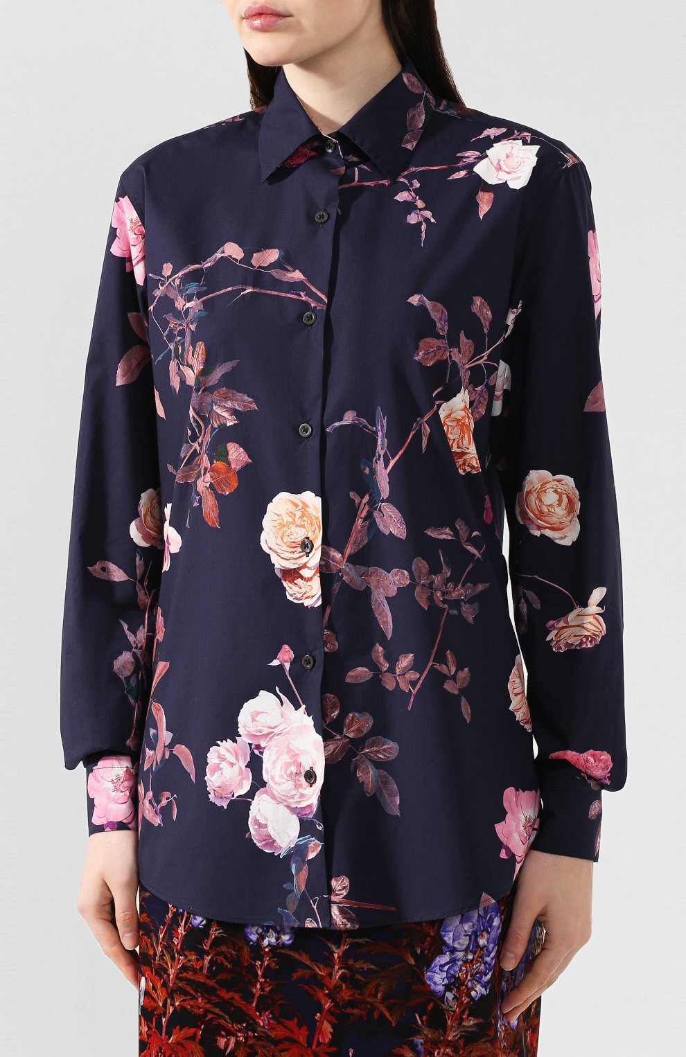 Хлопковая рубашка DRIES VAN NOTEN темно-синего цвета по цене 29950 руб., арт. 192-10742-8007, фото 3 Хлопковая рубашка DRIES VAN NOTEN, арт. 192-10742-8007, фото 3