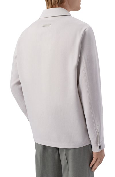 Куртка-рубашка изо льна и шерсти CORNELIANI светло-серого цвета по цене 118000 руб., арт. 27LI53/2718468, фото 4 Куртка-рубашка изо льна и шерсти CORNELIANI, арт. 27LI53/2718468, фото 4