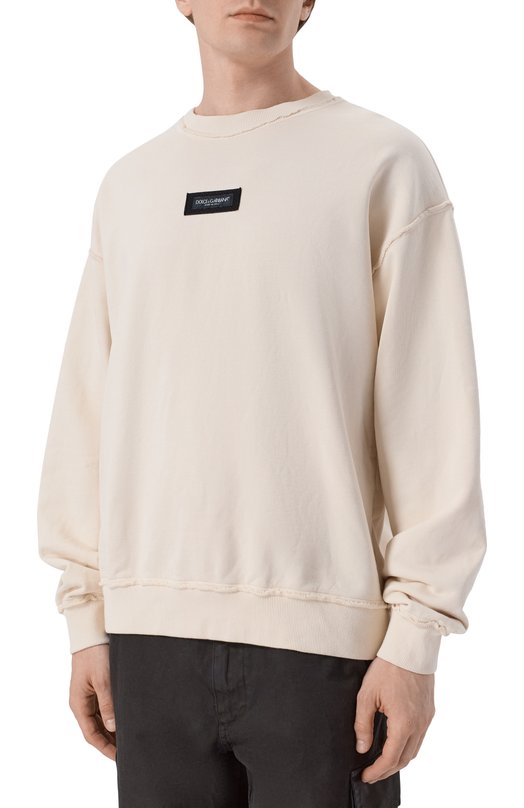 Хлопковый свитшот Dolce & Gabbana G9CAKT/G7P1R Кремовый  G9CAKT/G7P1R Фото 3