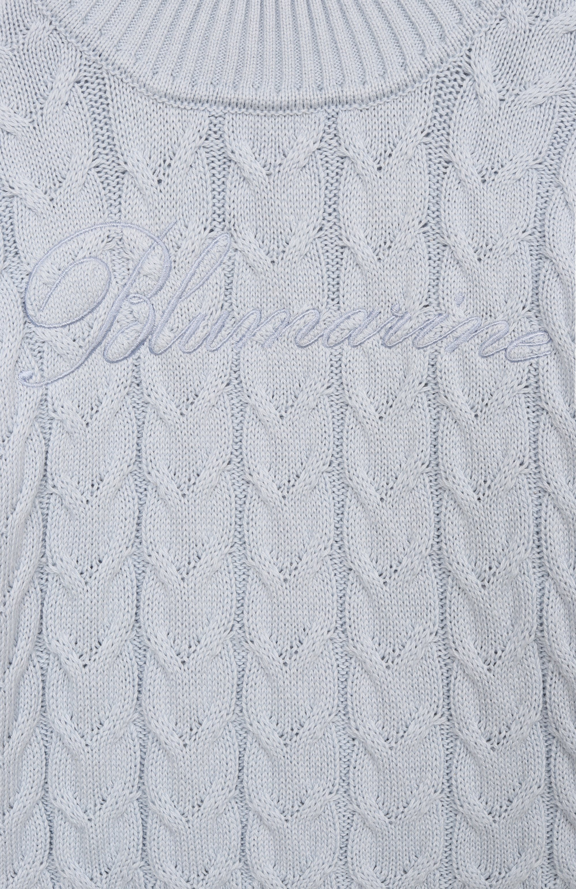 Свитер из хлопка и шерсти BLUMARINE голубого цвета по цене 20600 руб., арт. BFMA013C/FL011/6A-12A, фото 3 Свитер из хлопка и шерсти BLUMARINE, арт. BFMA013C/FL011/6A-12A, фото 3