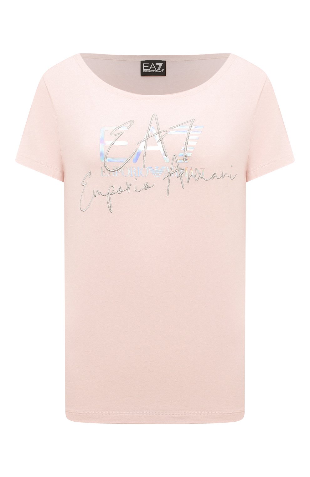 Хлопковая футболка EA7 светло-розового цвета по цене 7780 руб., арт. 3DTT26/TJFKZ, фото 1 Хлопковая футболка EA7, арт. 3DTT26/TJFKZ, фото 1
