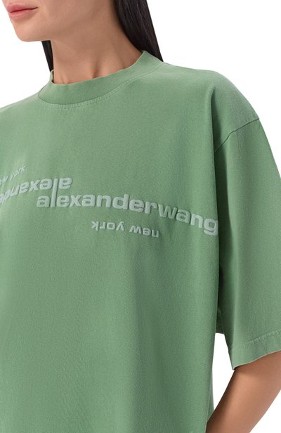 Хлопковая футболка ALEXANDER WANG зеленого цвета по цене 39950 руб., арт. UCC3261926, фото 5 Хлопковая футболка ALEXANDER WANG, арт. UCC3261926, фото 5
