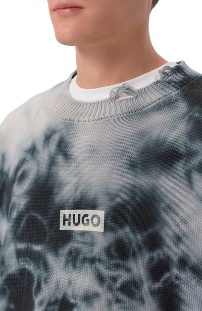 Хлопковый свитер HUGO BLUE серого цвета по цене 19250 руб., арт. 50553584, фото 5 Хлопковый свитер HUGO BLUE, арт. 50553584, фото 5