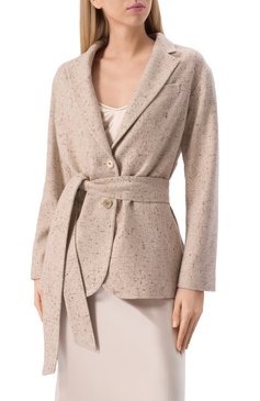 Женский кашемировый жакет KITON бежевого цвета, арт. D58502K0518E02 | Фото 3 (Драгоценные камни: Проставлено; Материал внешний: Кашемир, Шерсть; Рукава: Длинные; Материал сплава: Проставлено; Длина (для топов): Удлиненные; Женское Кросс-КТ: Жакет-одежда; 1-2-бортные: Однобортные; Стили: Классический)