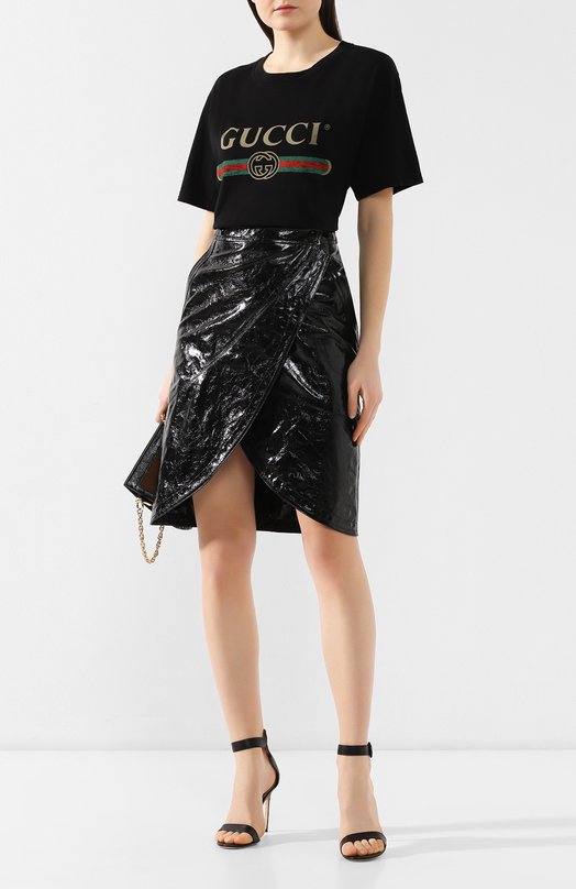 Хлопковая футболка Gucci 457095/X5L89 Чёрный  457095/X5L89 Фото 2