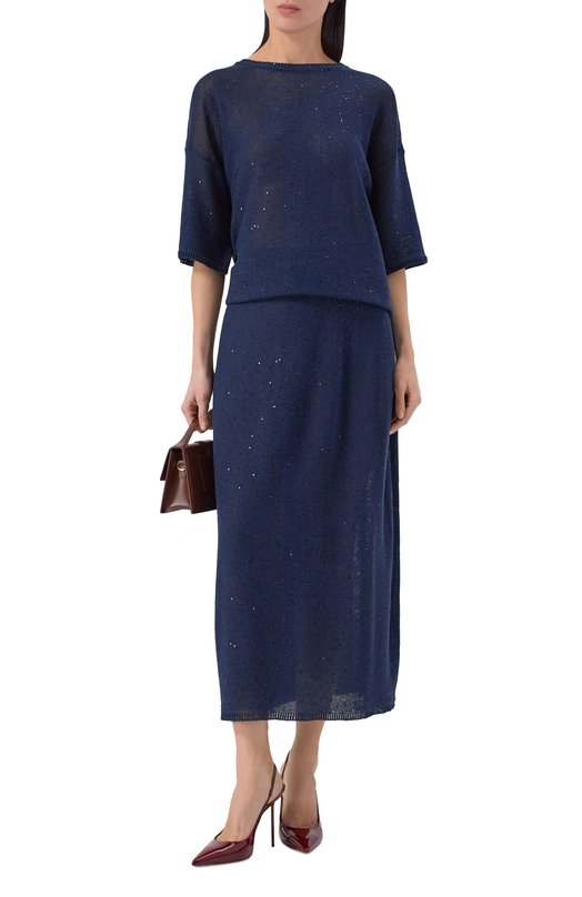 Пуловер изо льна и хлопка Antonelli Firenze 41798Q/01625 Синий  41798Q/01625 Фото 2