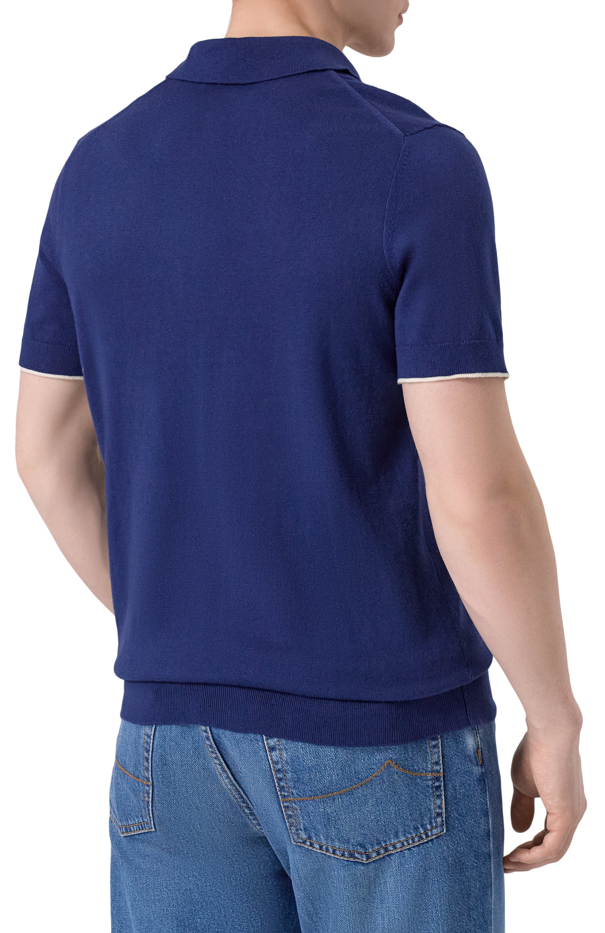 Поло из хлопка и шелка WINDSOR темно-синего цвета по цене 28400 руб., арт. 13 CASHMIL0-P 10018945/30044682, фото 4 Поло из хлопка и шелка WINDSOR, арт. 13 CASHMIL0-P 10018945/30044682, фото 4